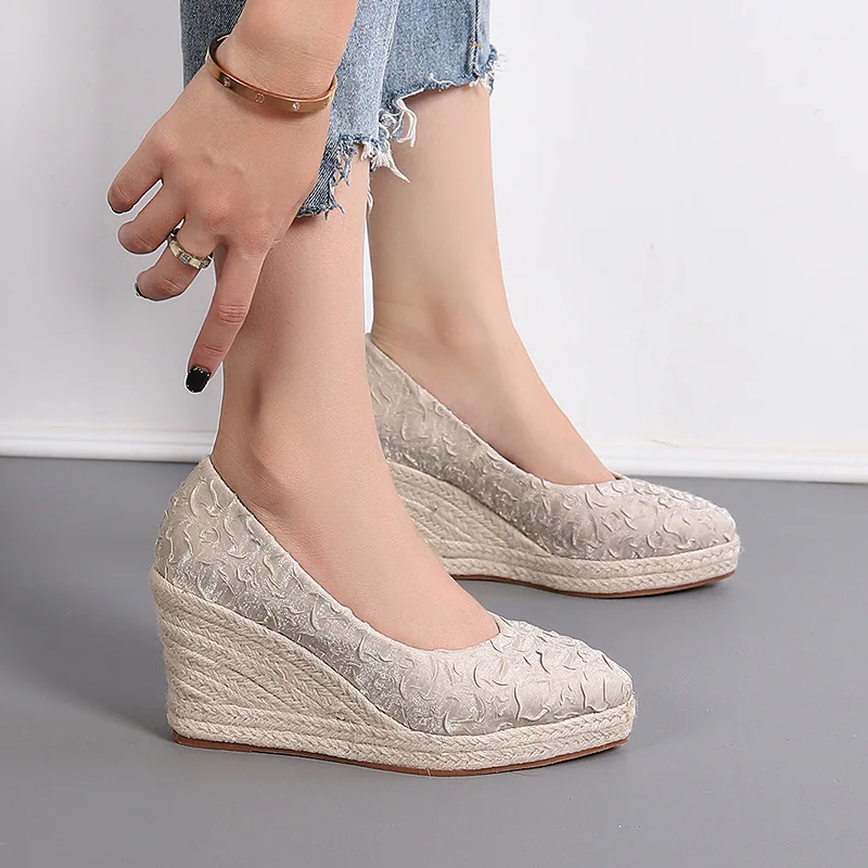Espadrille Slip On - 8cm Maat 34-42 Ademend Comfortabel Bloemendruk