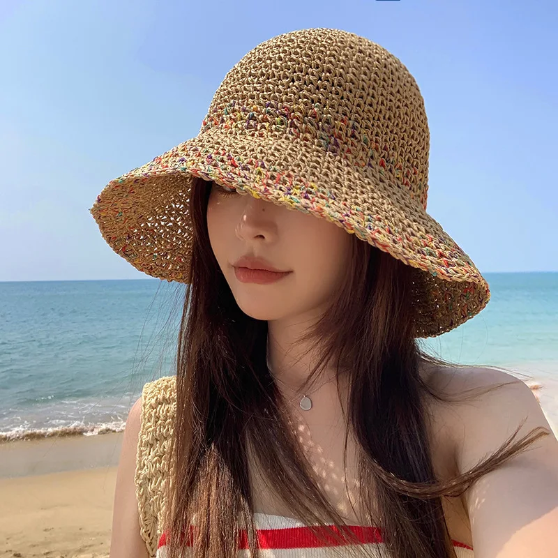 Bucket Hat Straw - Zomerzonhoeden voor dames Strohoed met gezicht