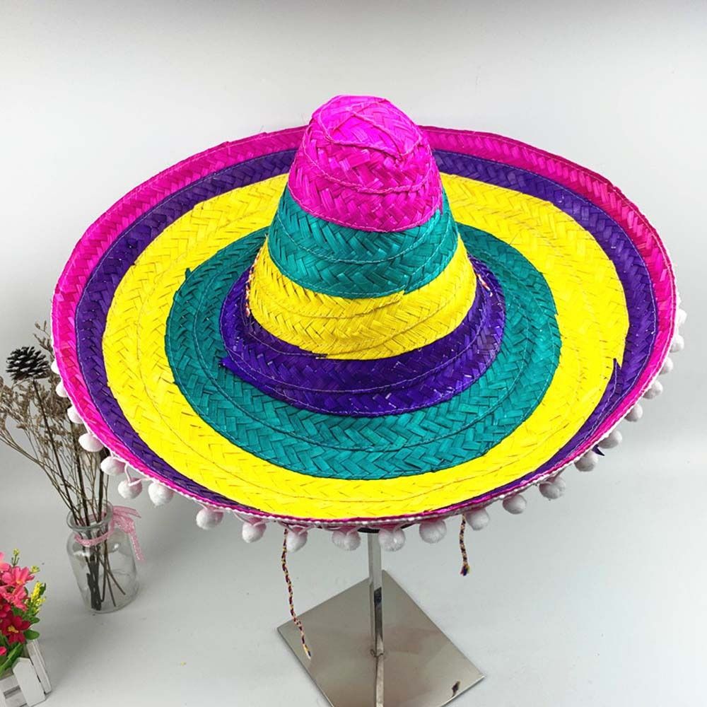 Bucket Hat Straw - Mexicaanse feesthoed met brede rand, gemaakt