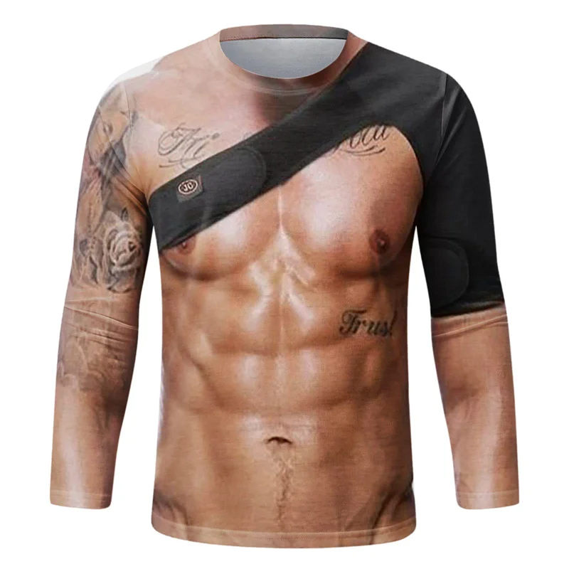 Grappig T-shirt met nepspieren - Tee Graphic Print recensie en prijs